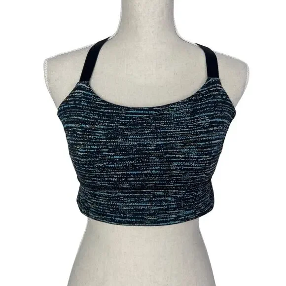 Lululemon Both Ways Sports Bra Strappy Back Blue Black Size 10 - Picture 2 of 7